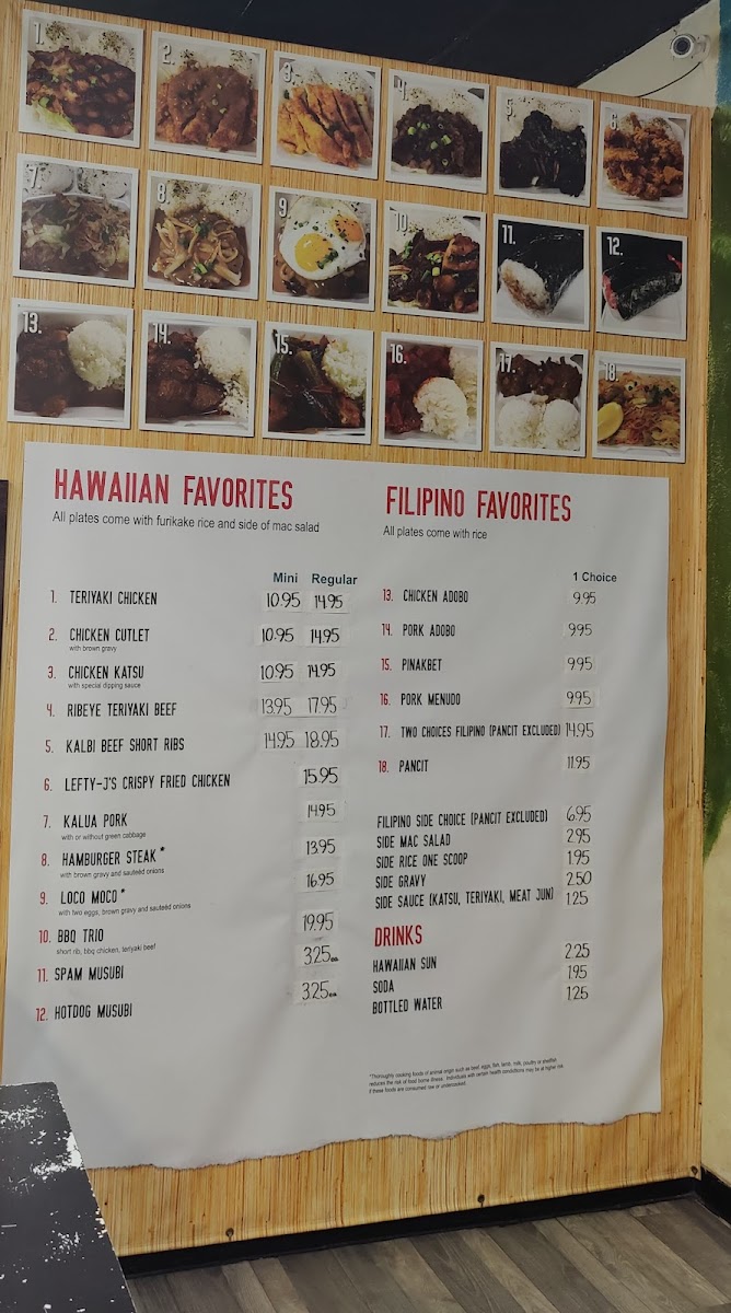 Menu Lefty-J’S Island Favorites Restaurant #2-7