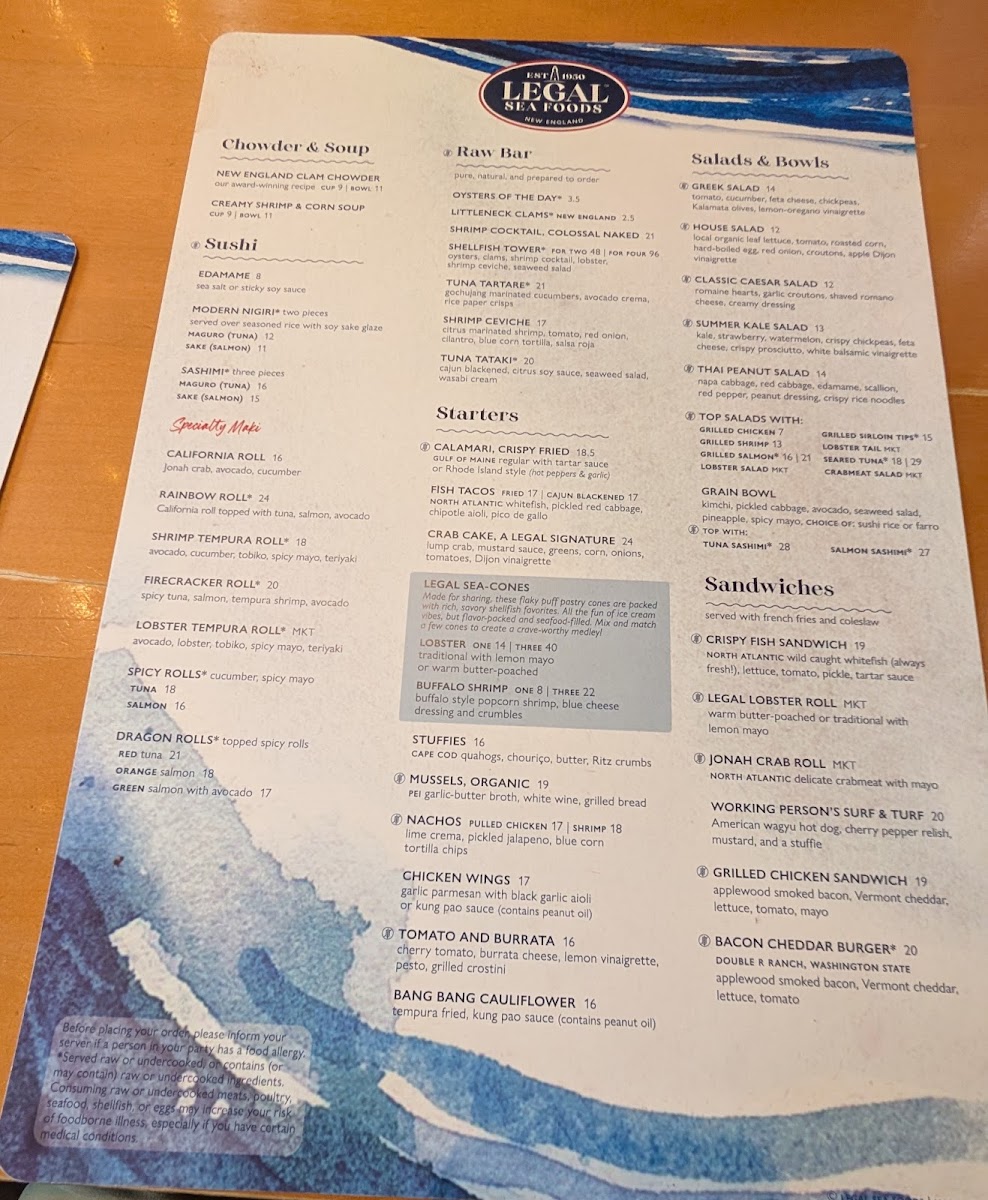 Menu Legal Sea Foods - Dedham-1