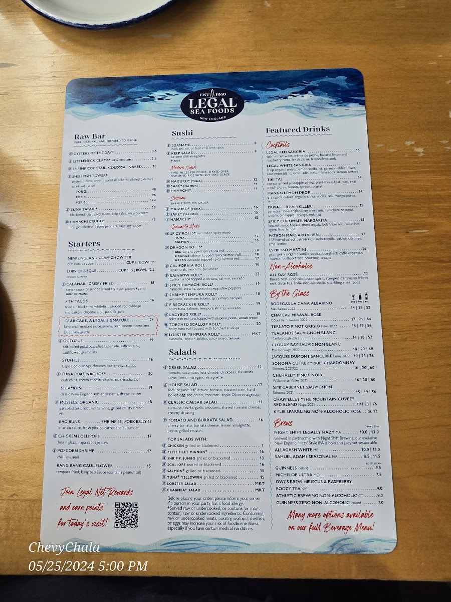 Menu Legal Sea Foods - Dedham-2