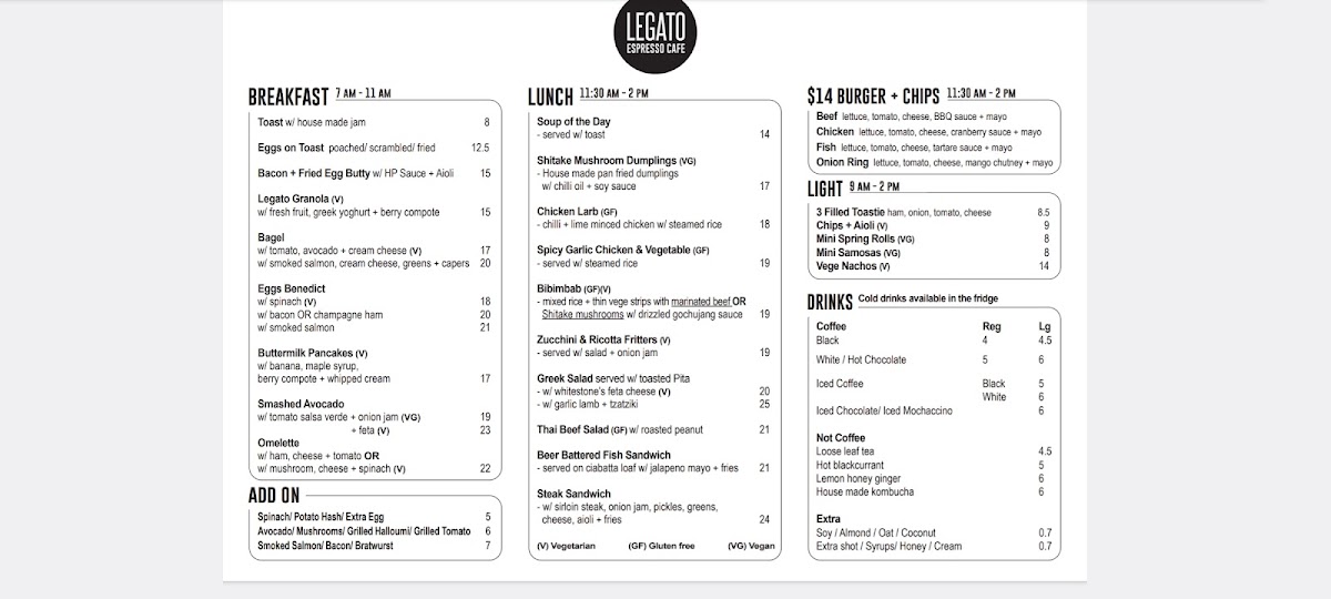 Menu Legato Espresso Cafe-1
