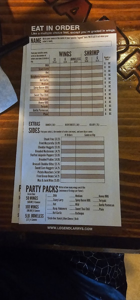 Menu Legend Larry's-1