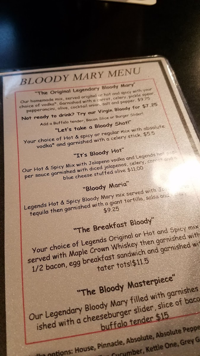 Menu Legends Bar & Grille-10