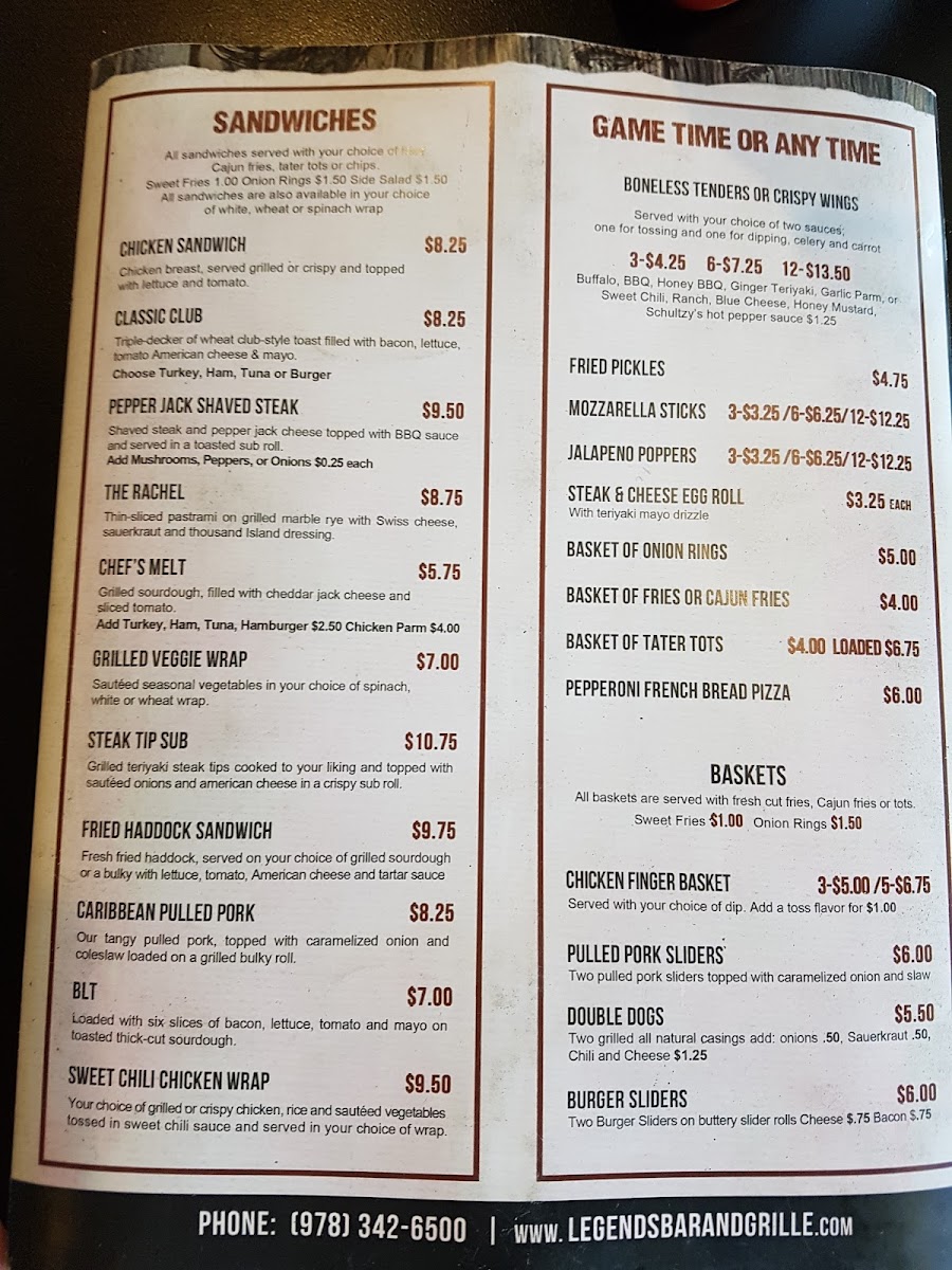 Menu Legends Bar & Grille-8