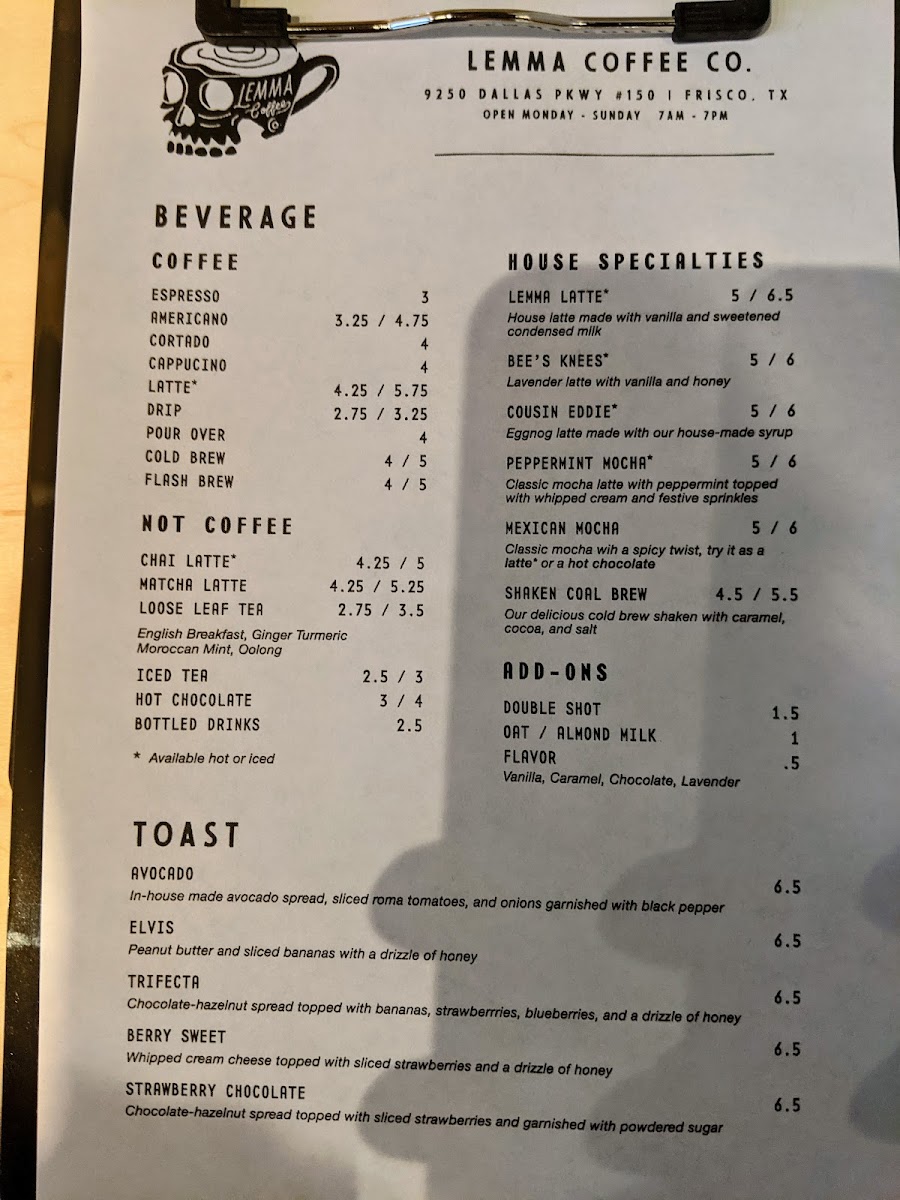 Menu Lemma Coffee Co - Frisco-2