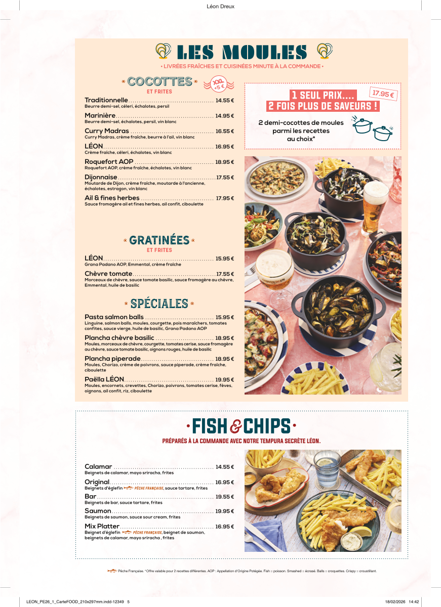 Menu Léon Fish Brasserie - Dreux-4