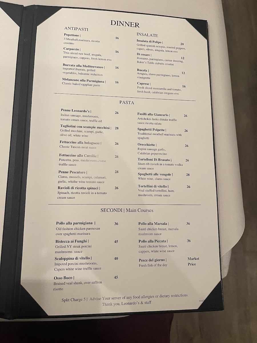 Menu Leonardo's Ristorante-Pizzeria-8