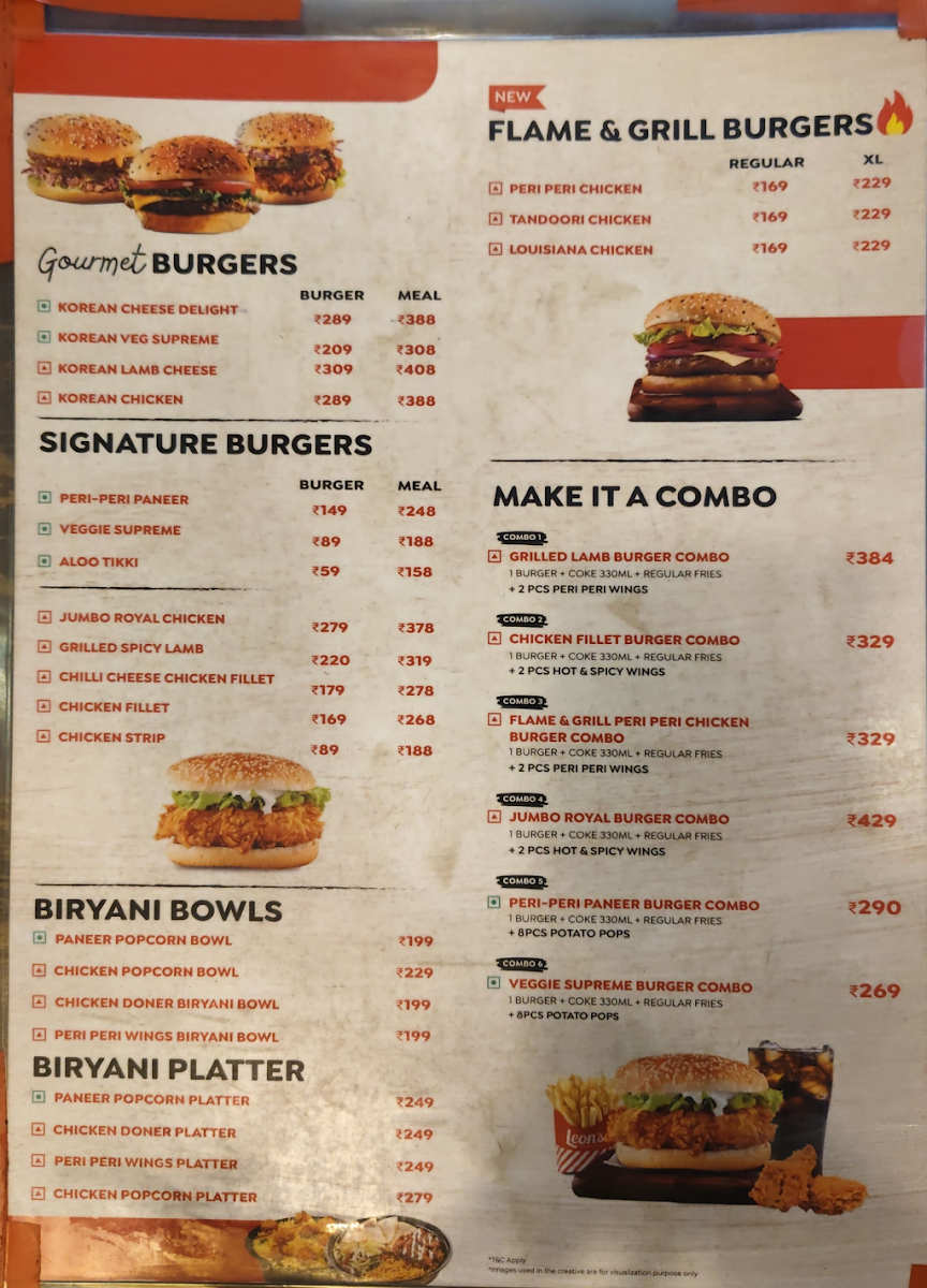 Menu Leon's Burgers & Wings New Bel Road-1