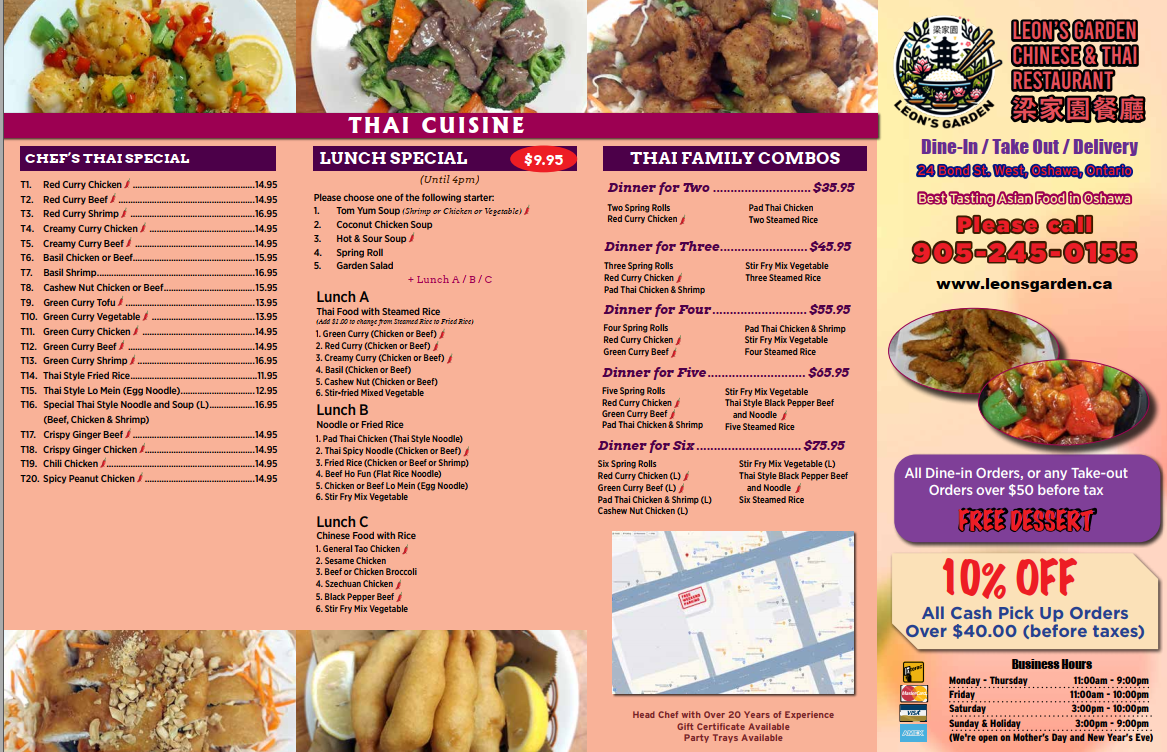Menu Leon's Garden (Chinese And Thai Restaurant)-2