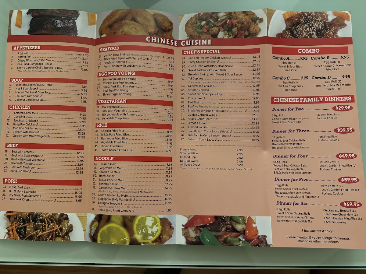 Menu Leon's Garden (Chinese And Thai Restaurant)-3