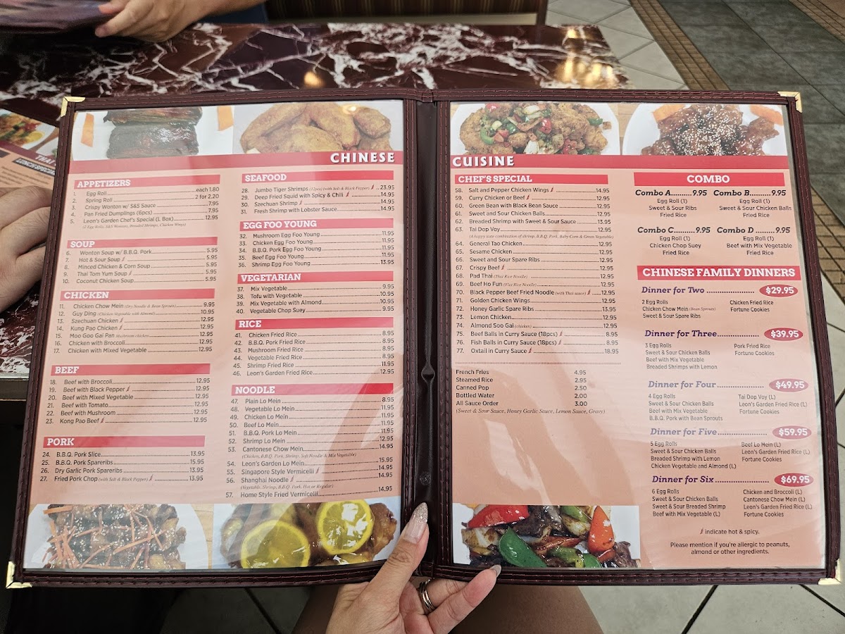 Menu Leon's Garden (Chinese And Thai Restaurant)-4