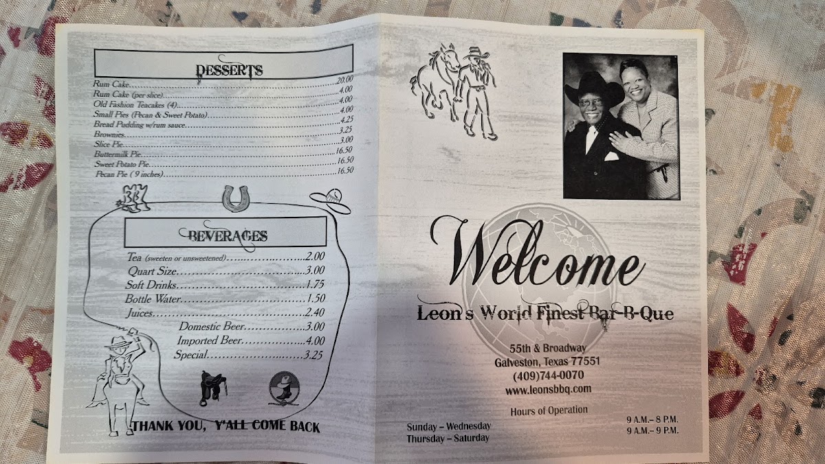 Menu Leon's World Finest Bar-B-Que-1