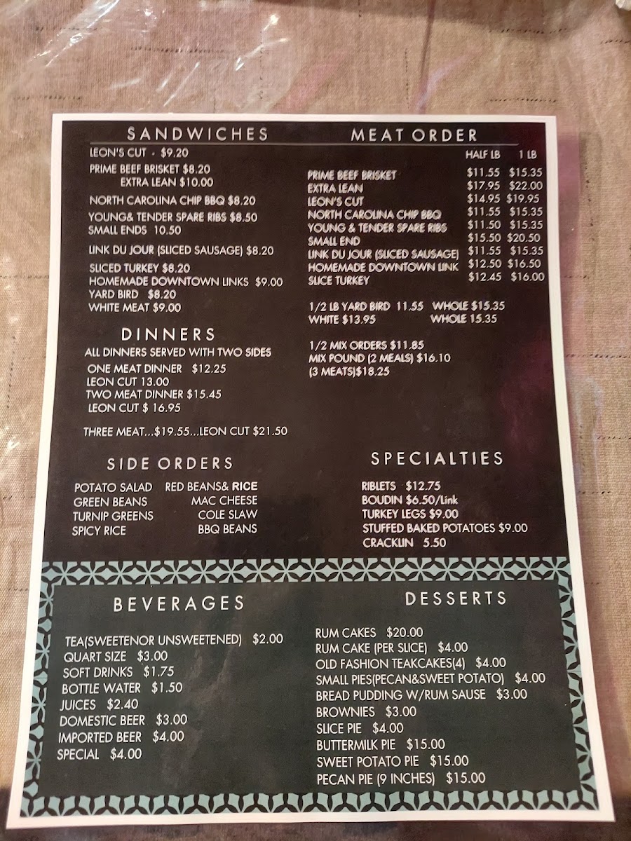 Menu Leon's World Finest Bar-B-Que-2