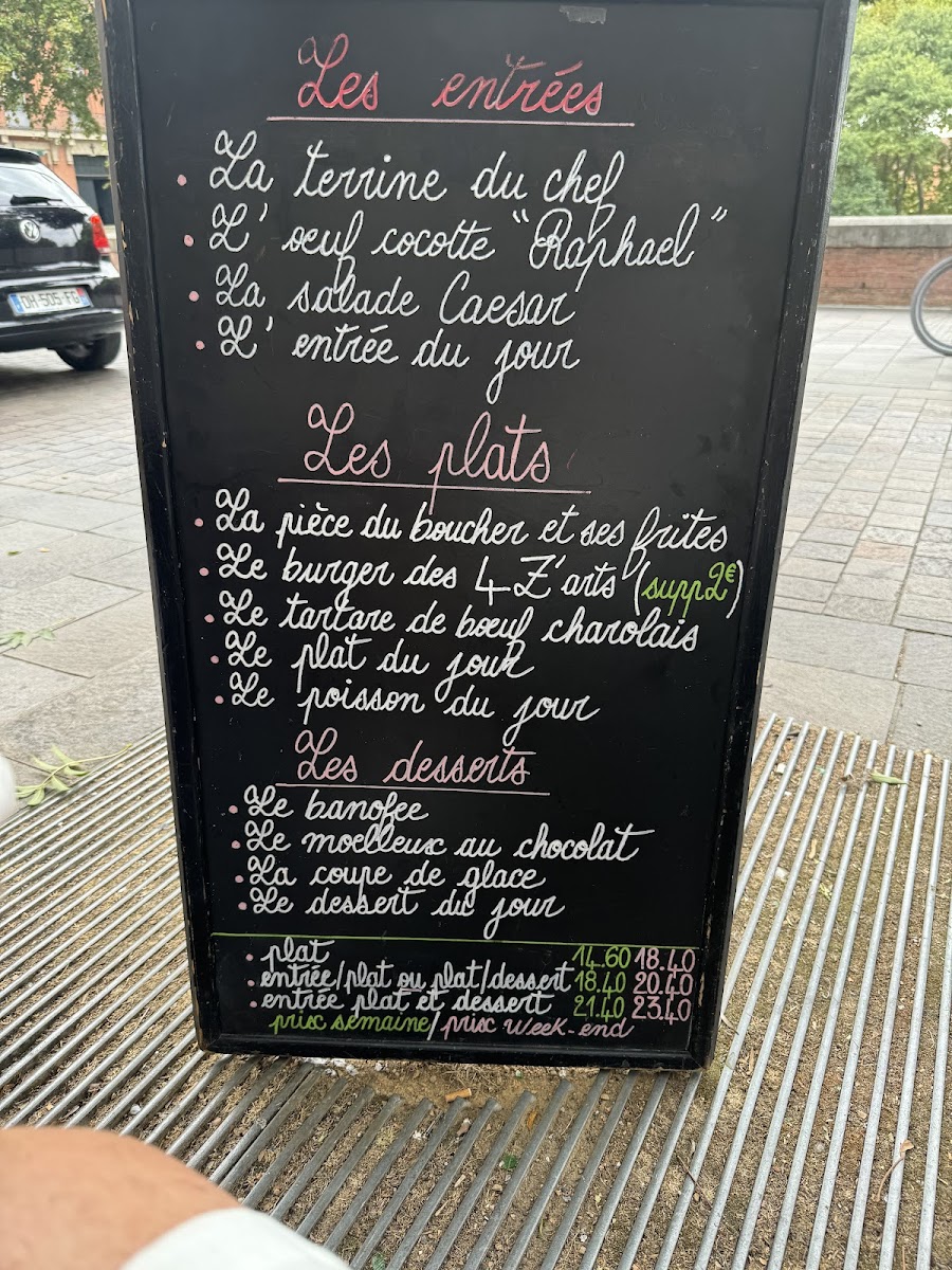Menu Les 4 Z'arts-1