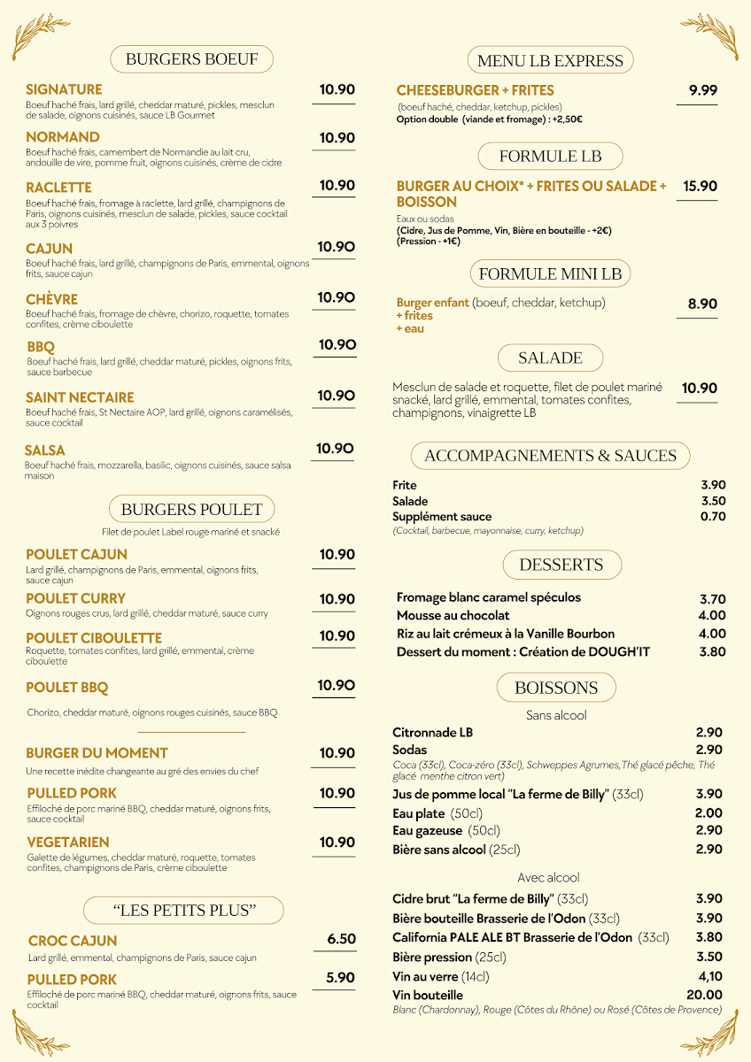 Menu Les Burgers De Léa-1