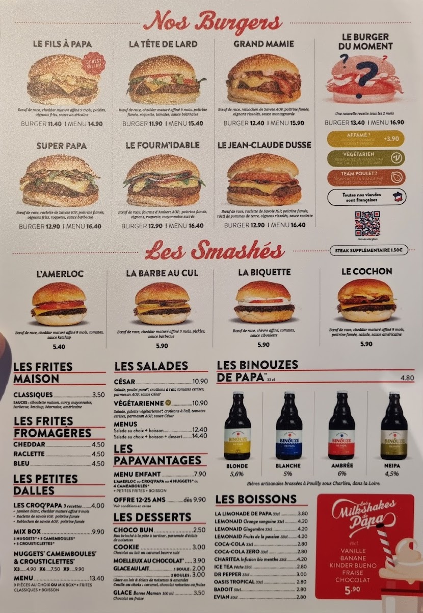 Menu Les Burgers De Papa-1