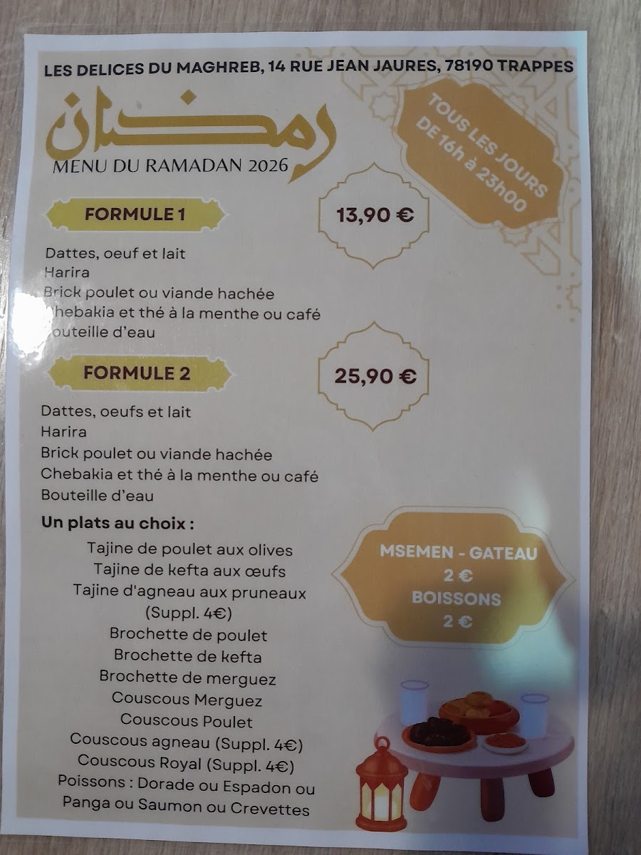 Menu Les Délices Du Maghreb, Chez Ahmed-1