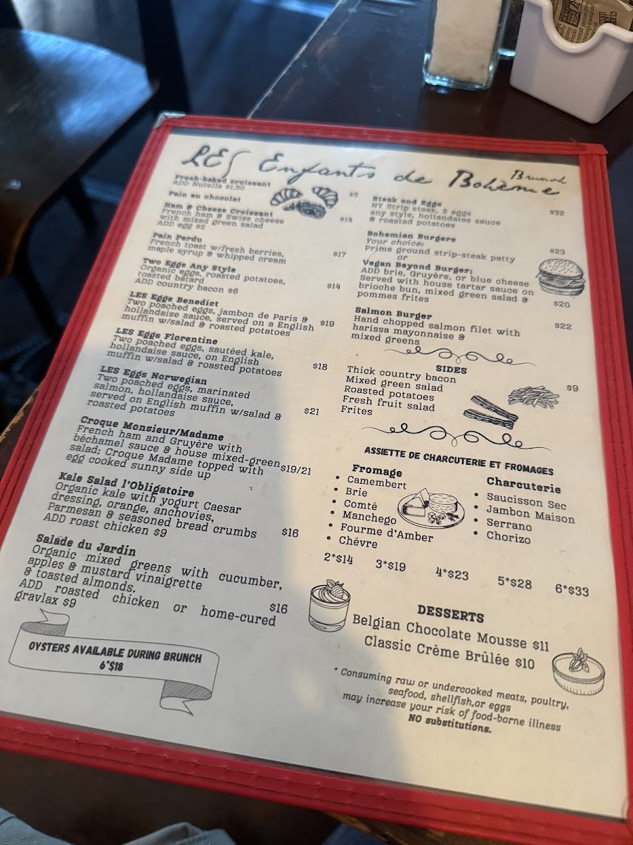 Menu Les Enfants De Bohème-1