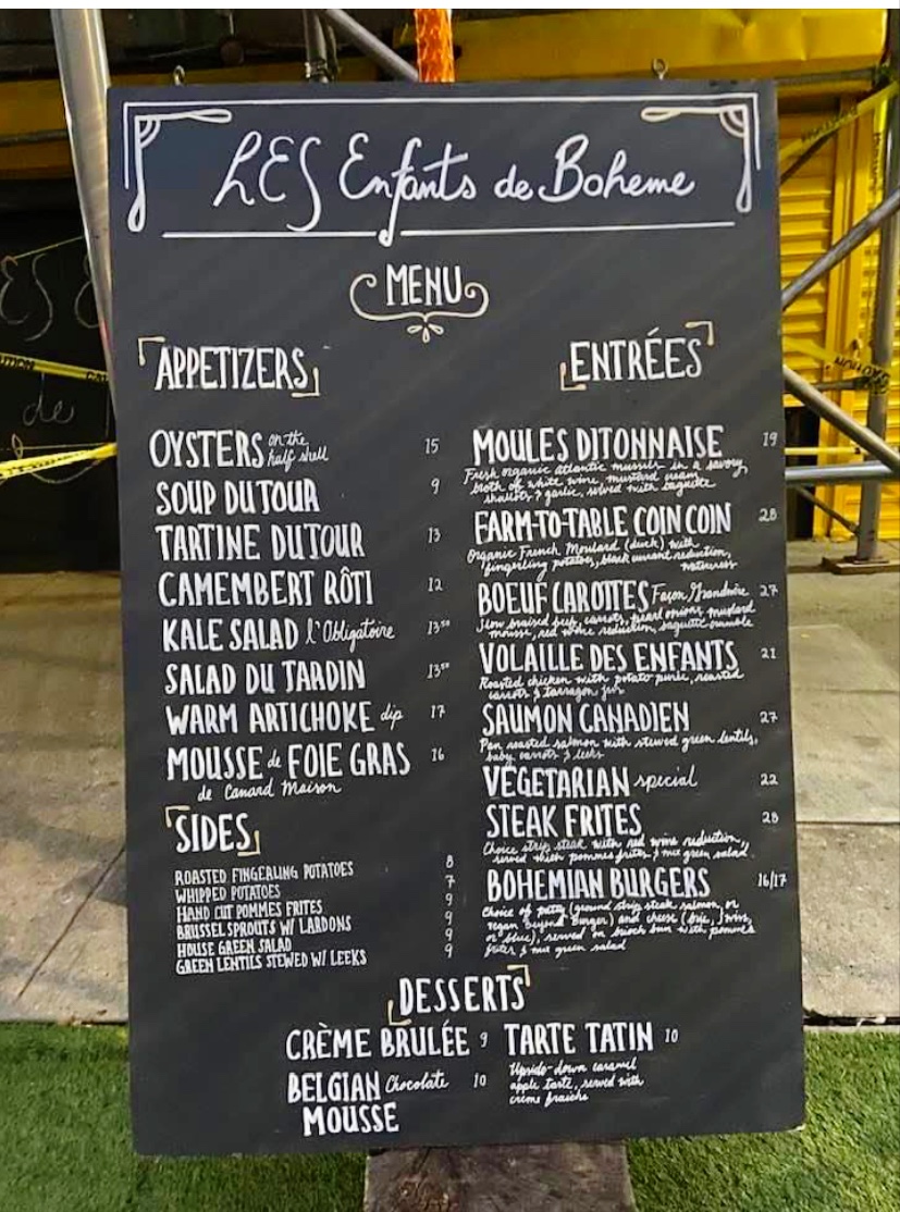 Menu Les Enfants De Bohème-3