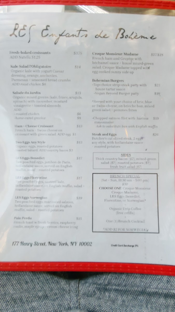 Menu Les Enfants De Bohème-6