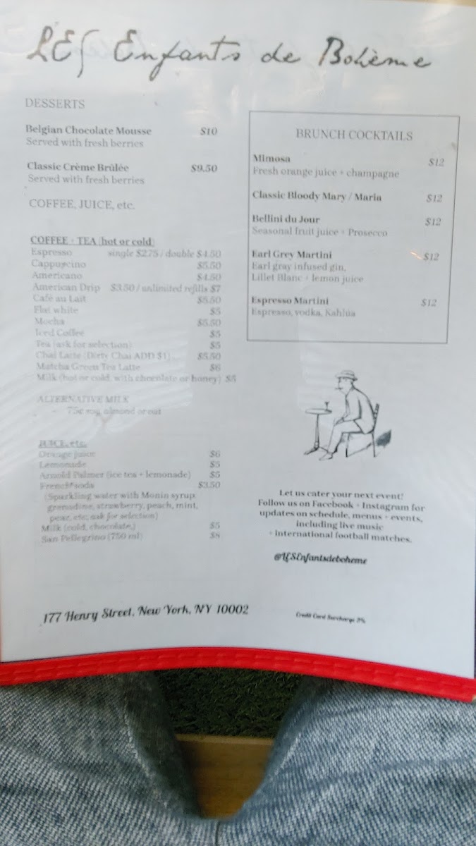 Menu Les Enfants De Bohème-7