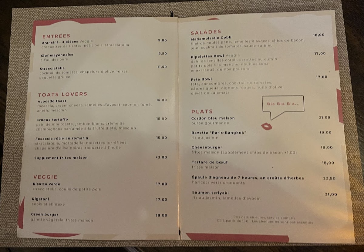 Menu Les Pipelettes - Saint Cloud-9