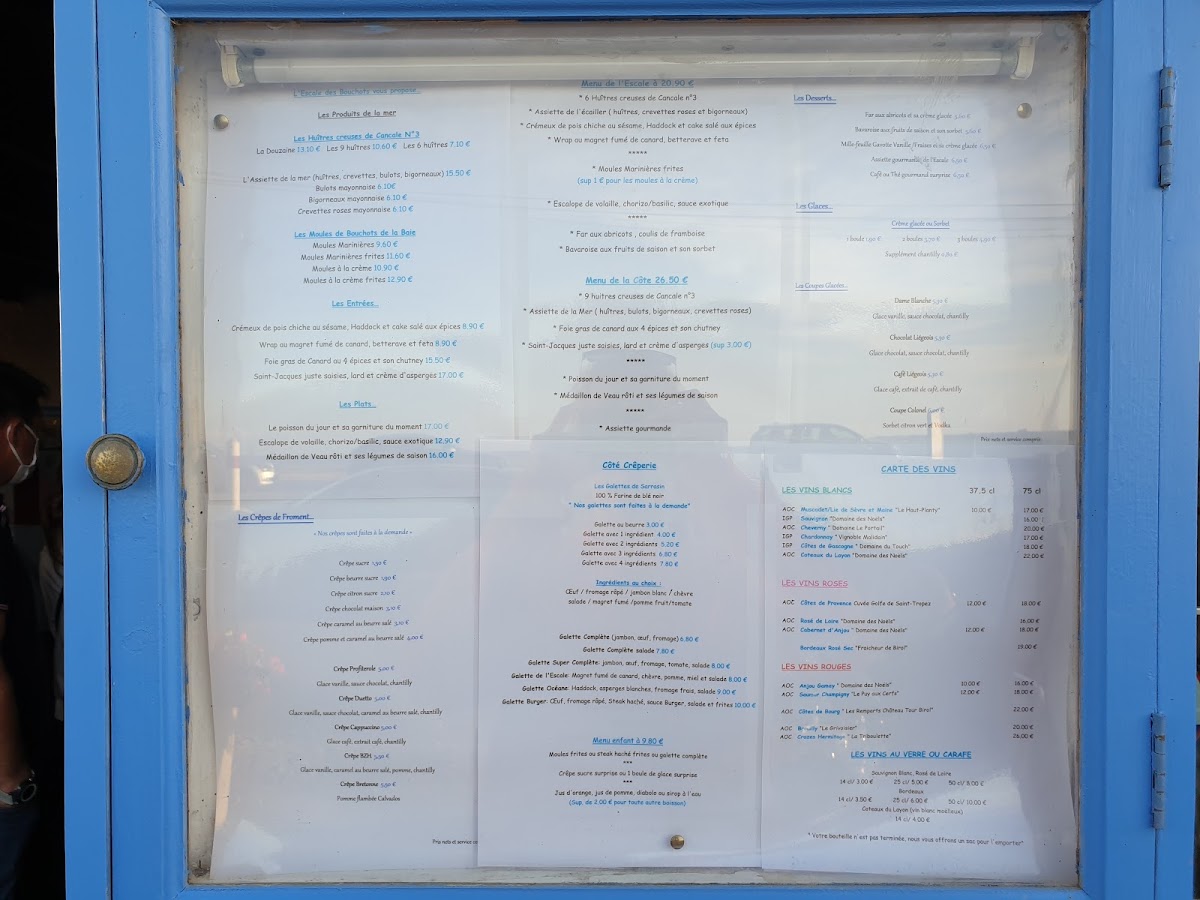 Menu L'escale Des Bouchots-2