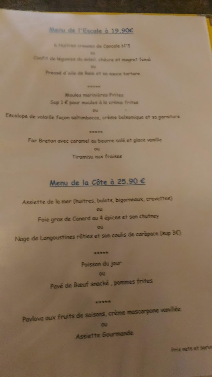 Menu L'escale Des Bouchots-6