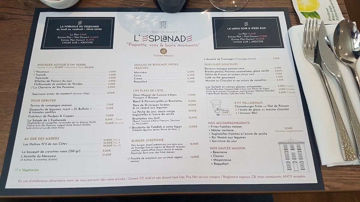 Menu L'esplanade Hôtel · Restaurant · Bar À Vin-9