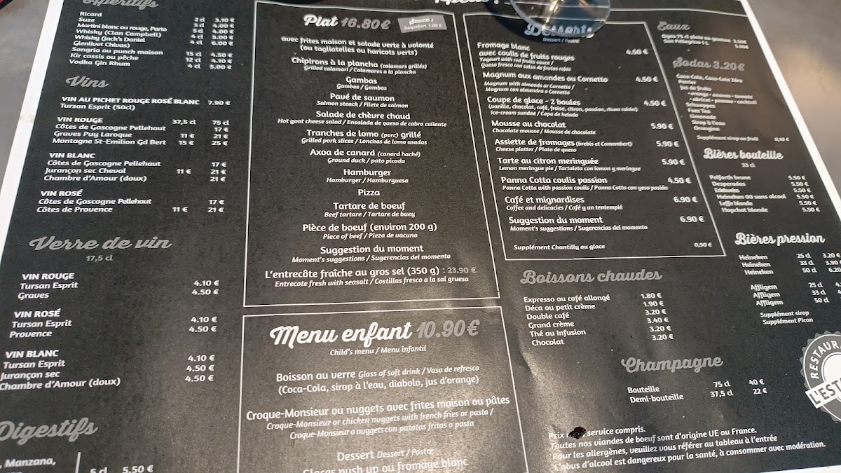Menu L'estaminet - Restaurant Bar-2