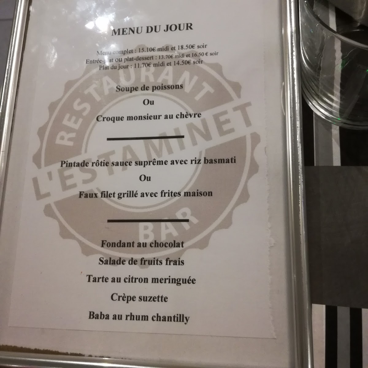 Menu L'estaminet - Restaurant Bar-7