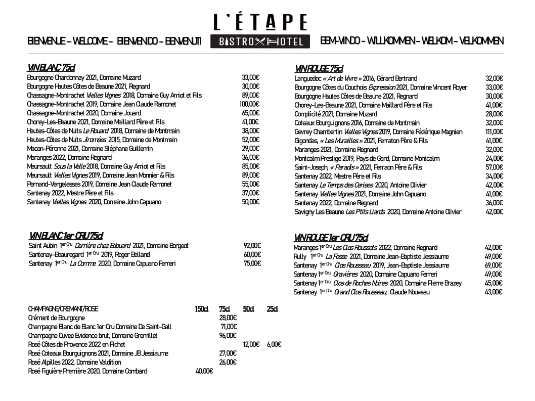 Menu L'etape De Santenay-1