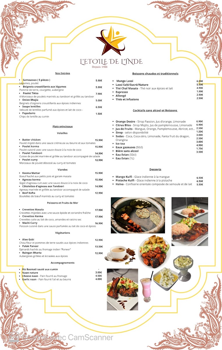 Menu L'etoile De L'inde-1