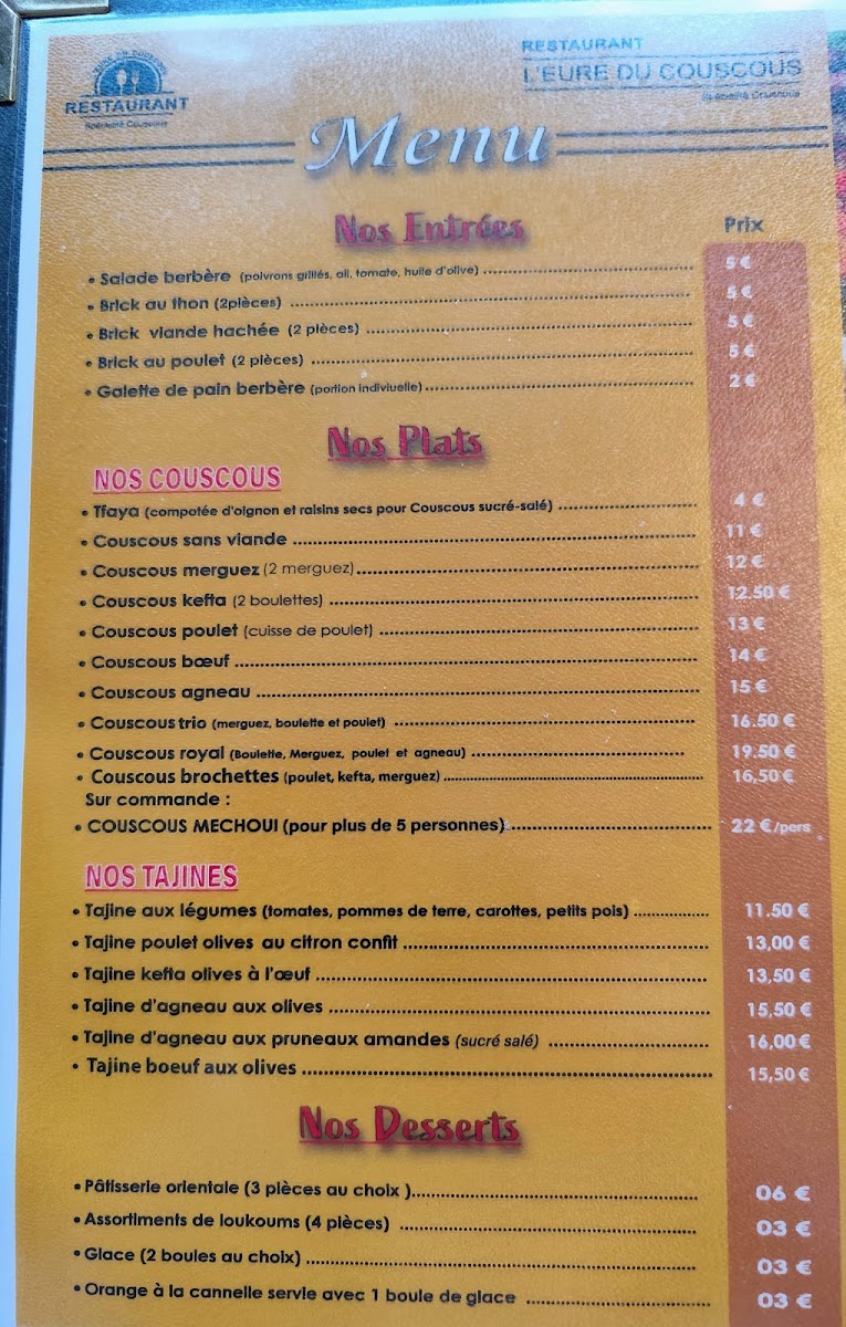 Menu L'eure Du Couscous-1