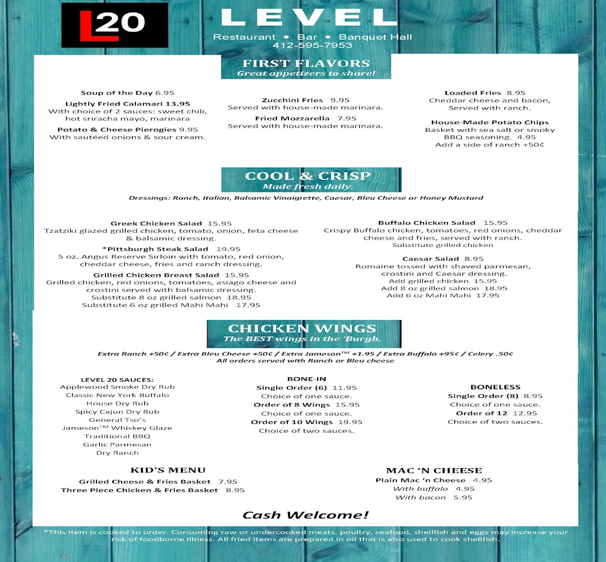 Menu Level 20 Restaurant, Bar, & Banquet-1