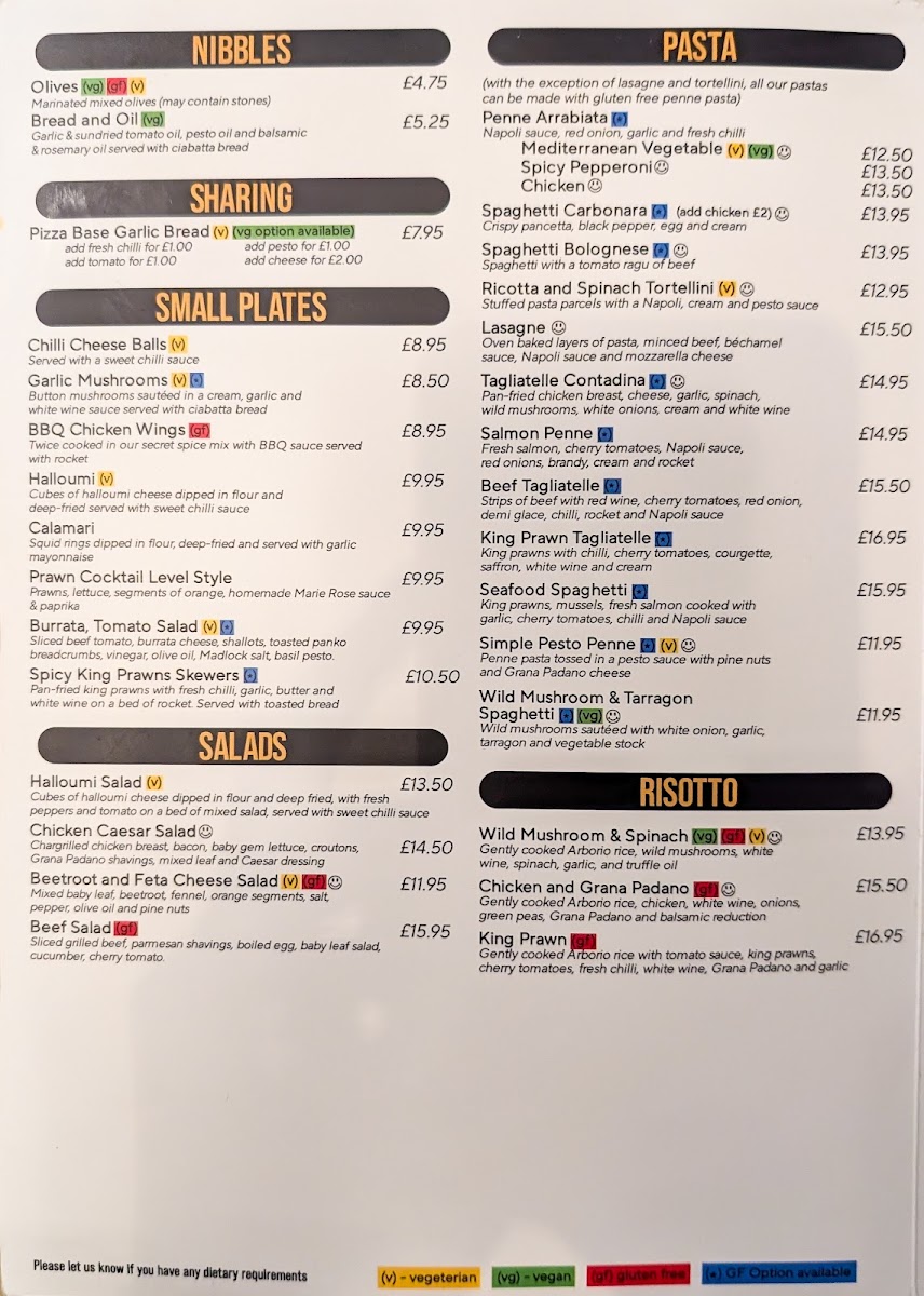 Menu Level Cafe Bar & Grill-1