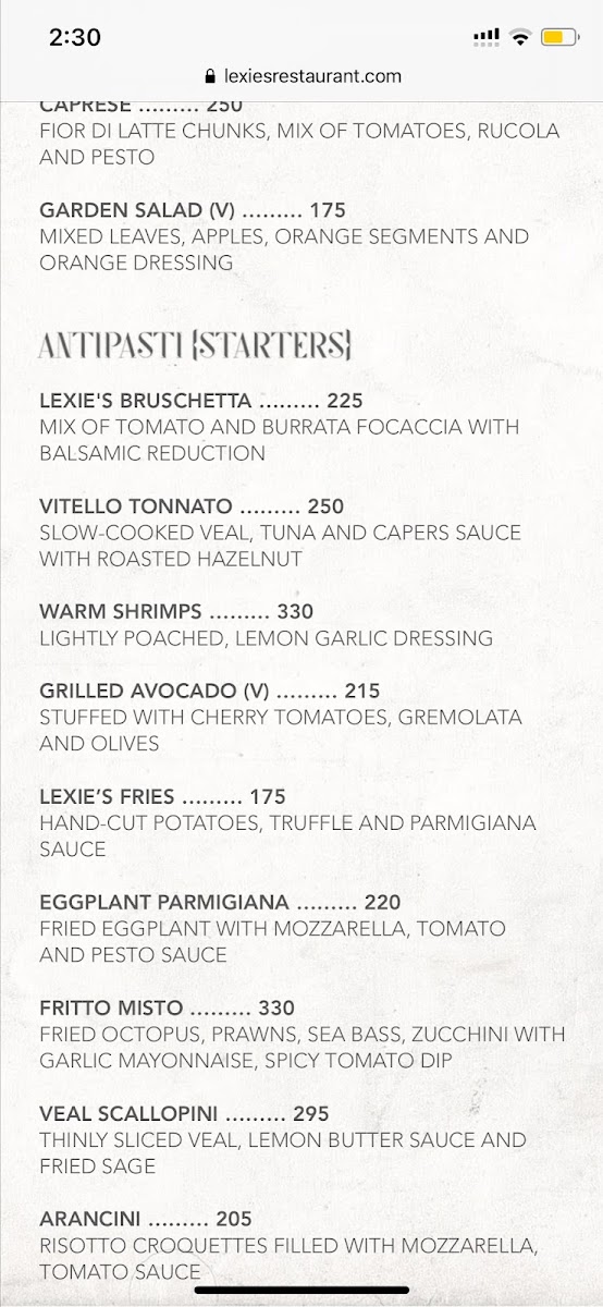 Menu Lexie's-1