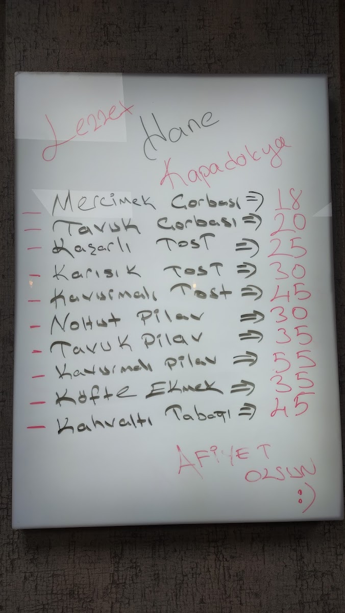 Menu Lezzethane Kapadokya-2