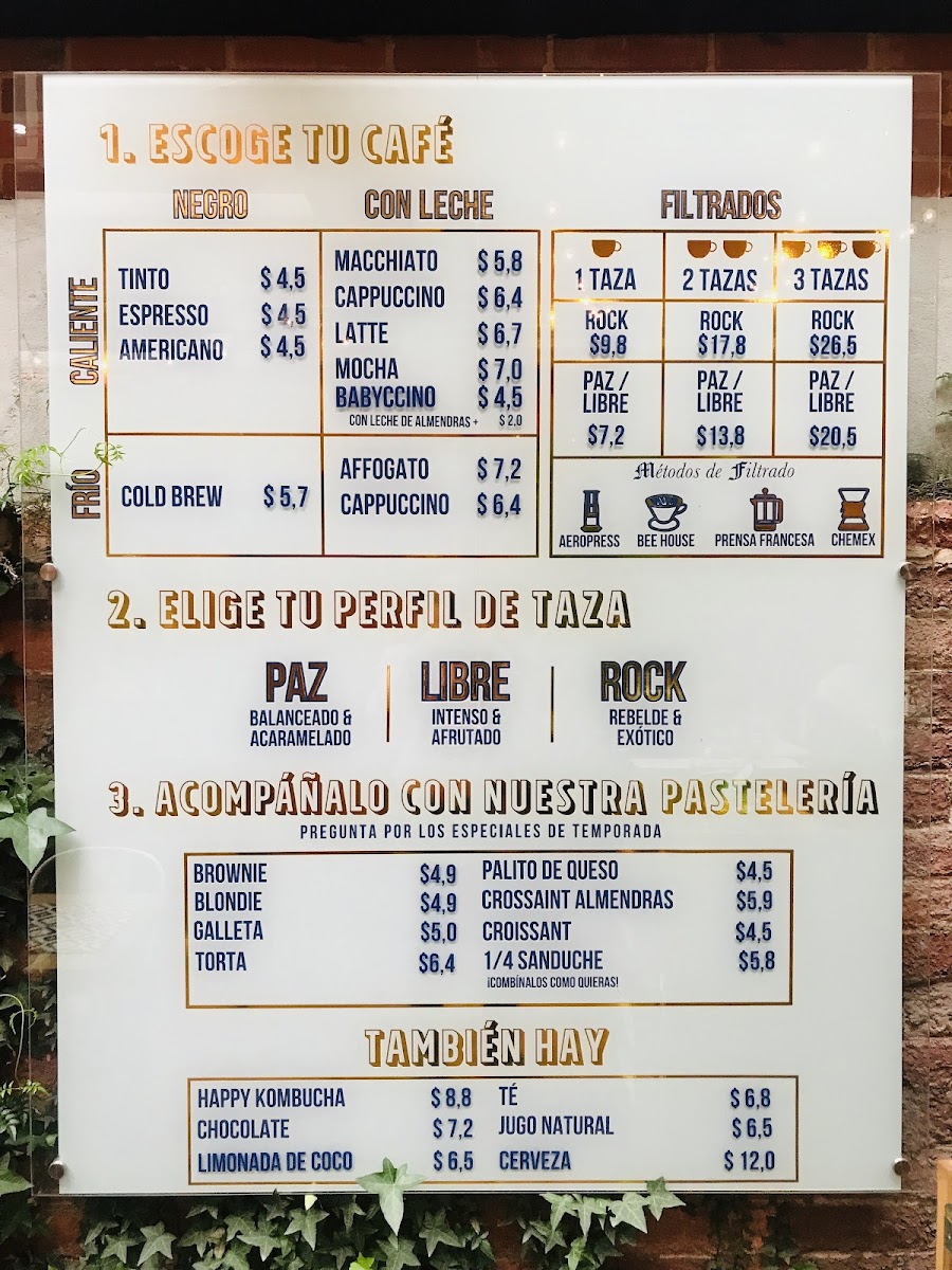 Menu Libertario Coffee Roasters - Calle 70A-10