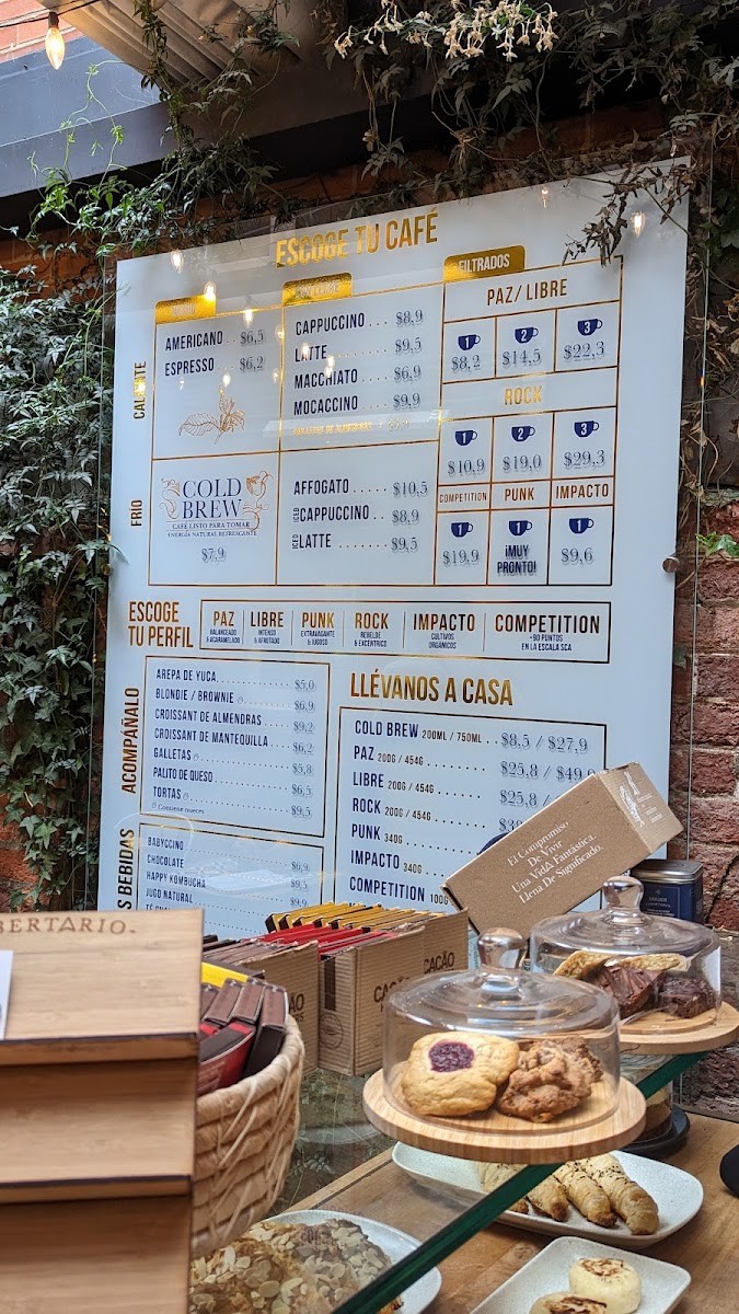 Menu Libertario Coffee Roasters - Calle 70A-2