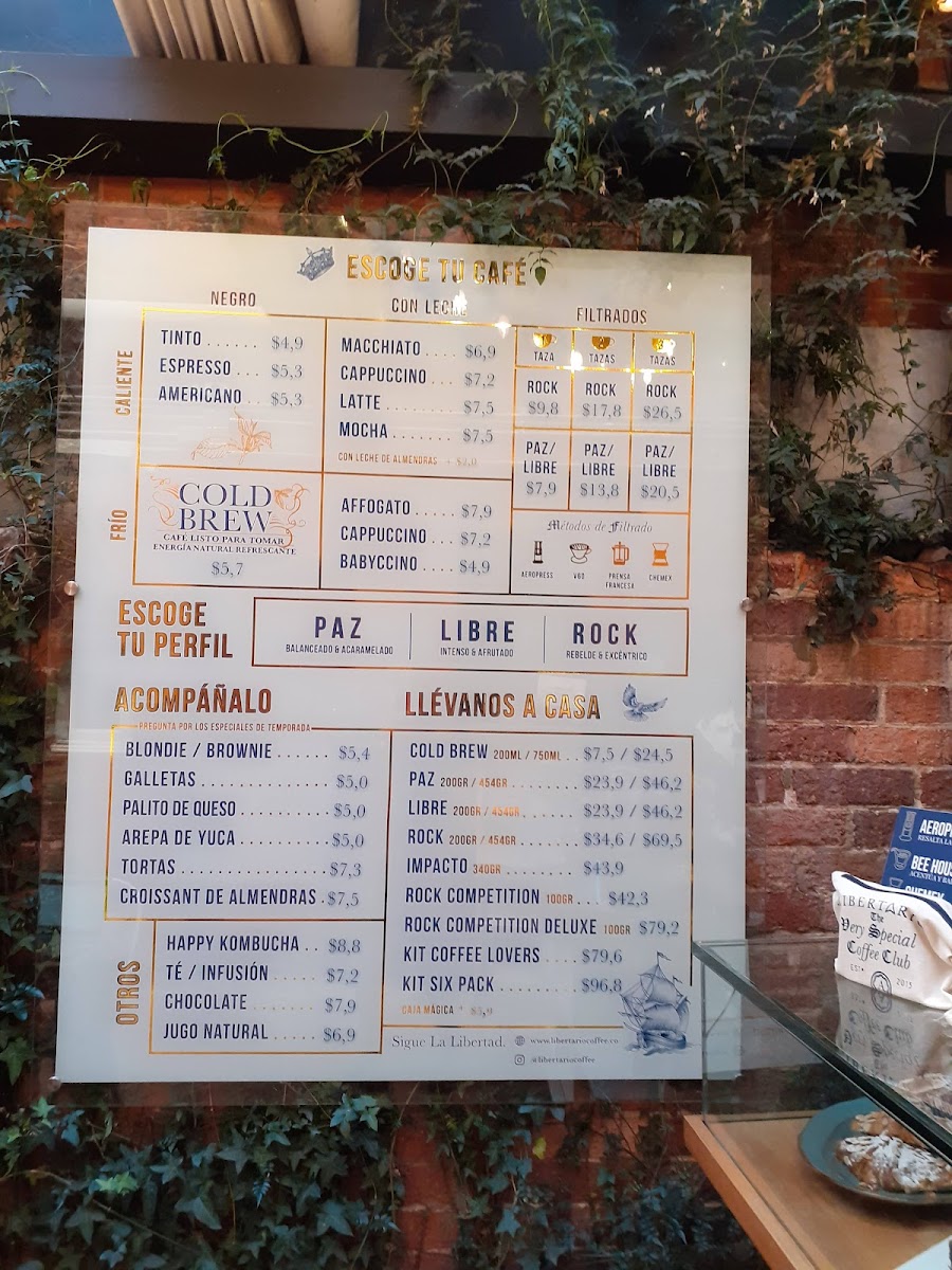 Menu Libertario Coffee Roasters - Calle 70A-5