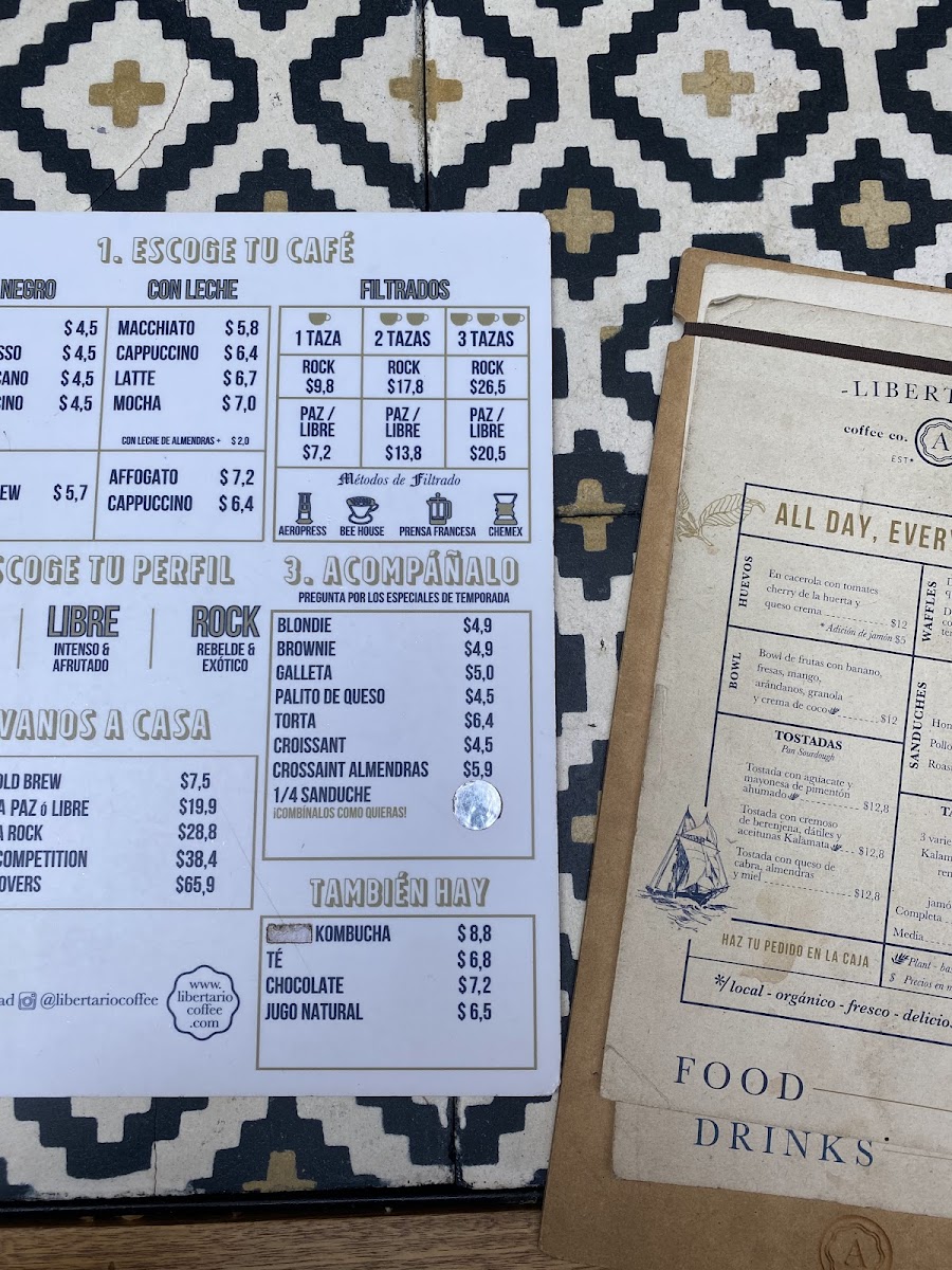 Menu Libertario Coffee Roasters - Calle 70A-8