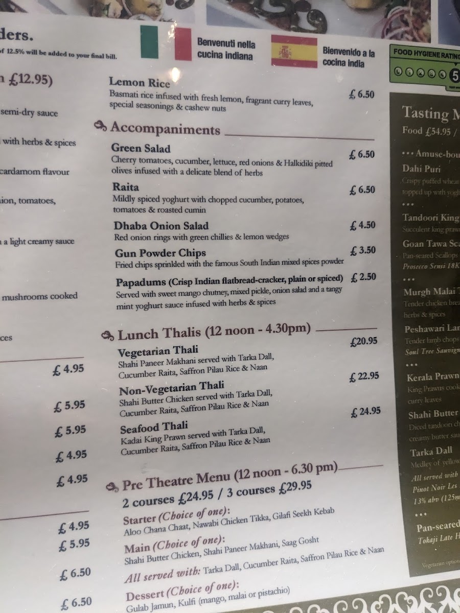 Menu Light Of India-2