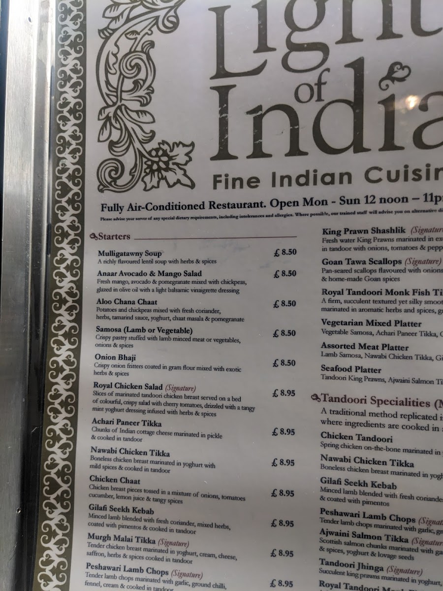 Menu Light Of India-4