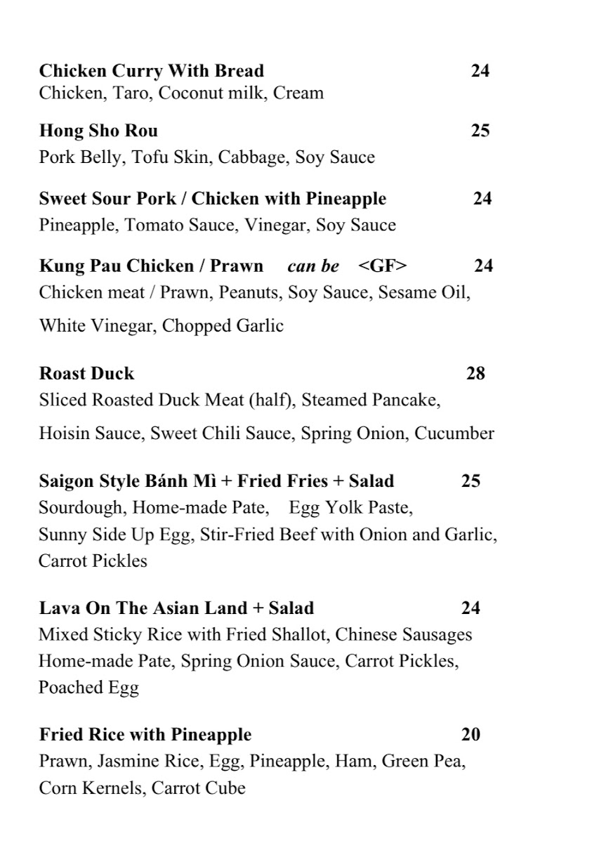 Menu Lily’S Asian Fusion North Shore 百合花园餐厅-1