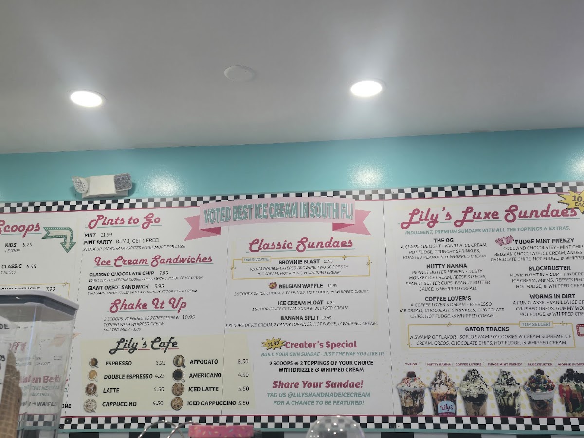 Menu Lily's Handmade Ice Cream-1