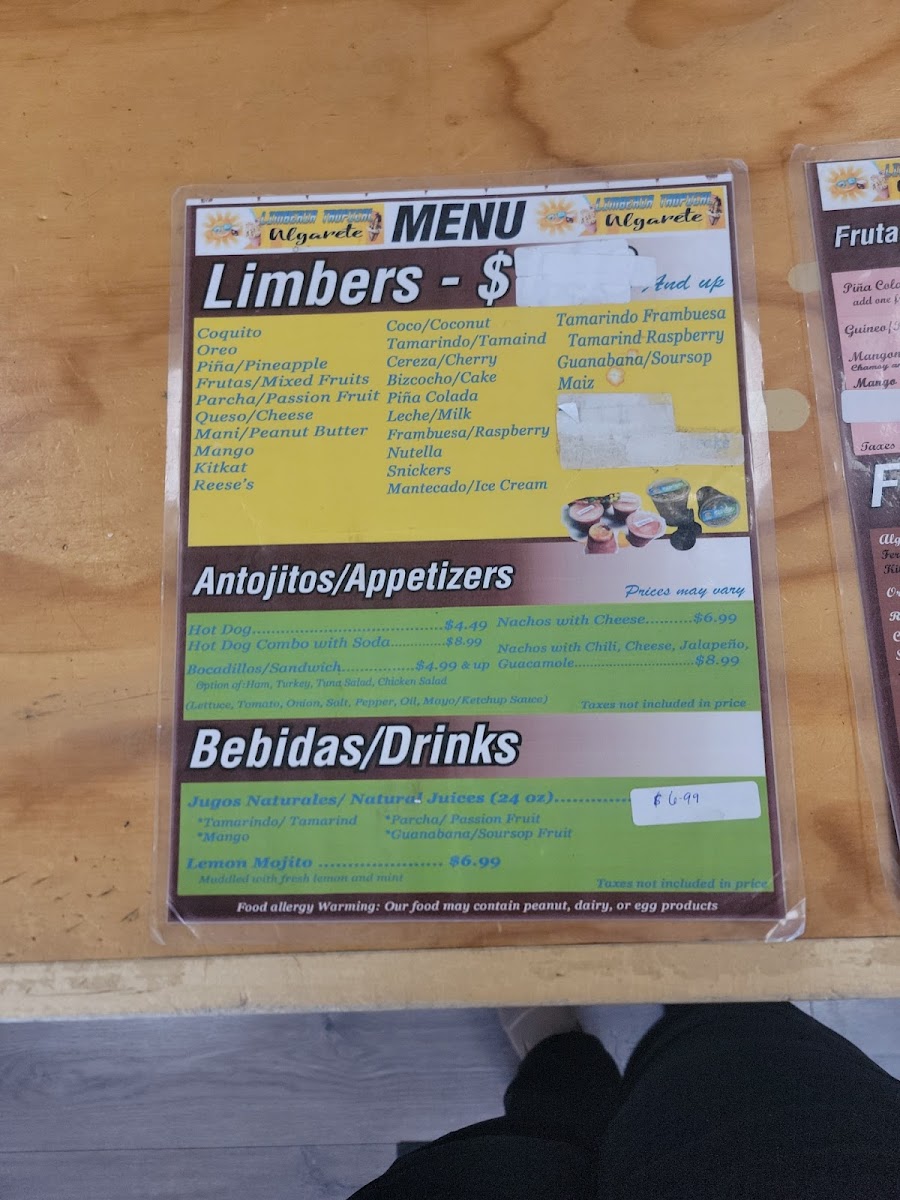 Menu Limberia Tropical Algarete-1