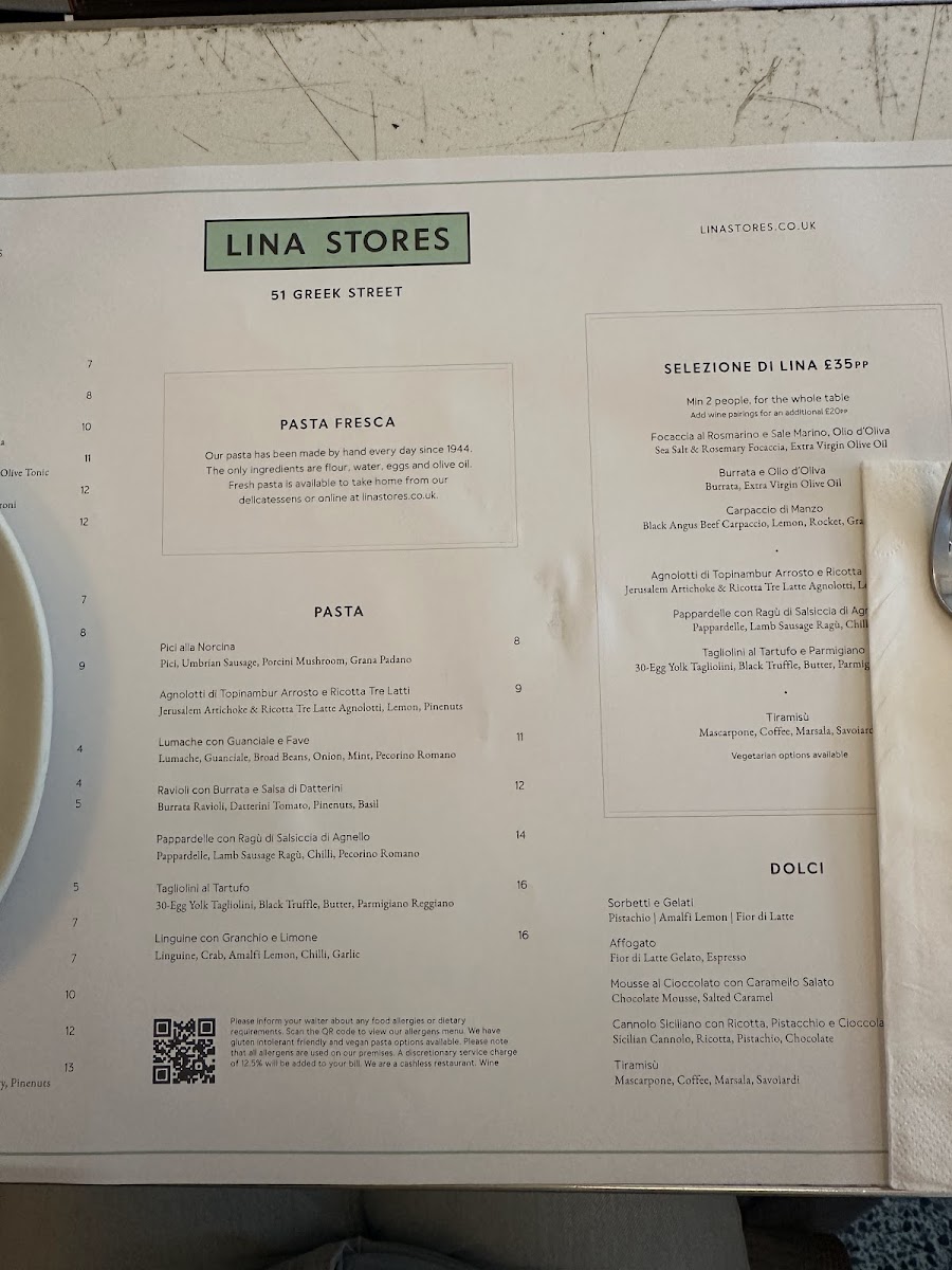 Menu Lina Stores Soho - Italian Restaurant-10