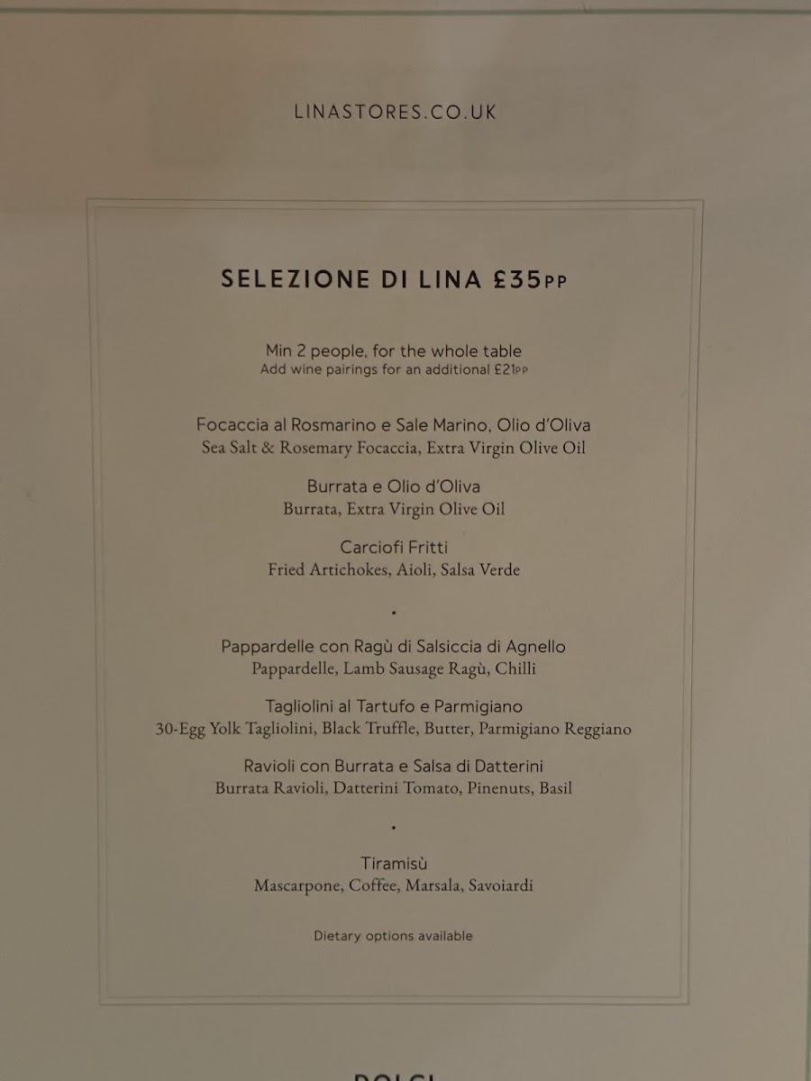 Menu Lina Stores Soho - Italian Restaurant-2