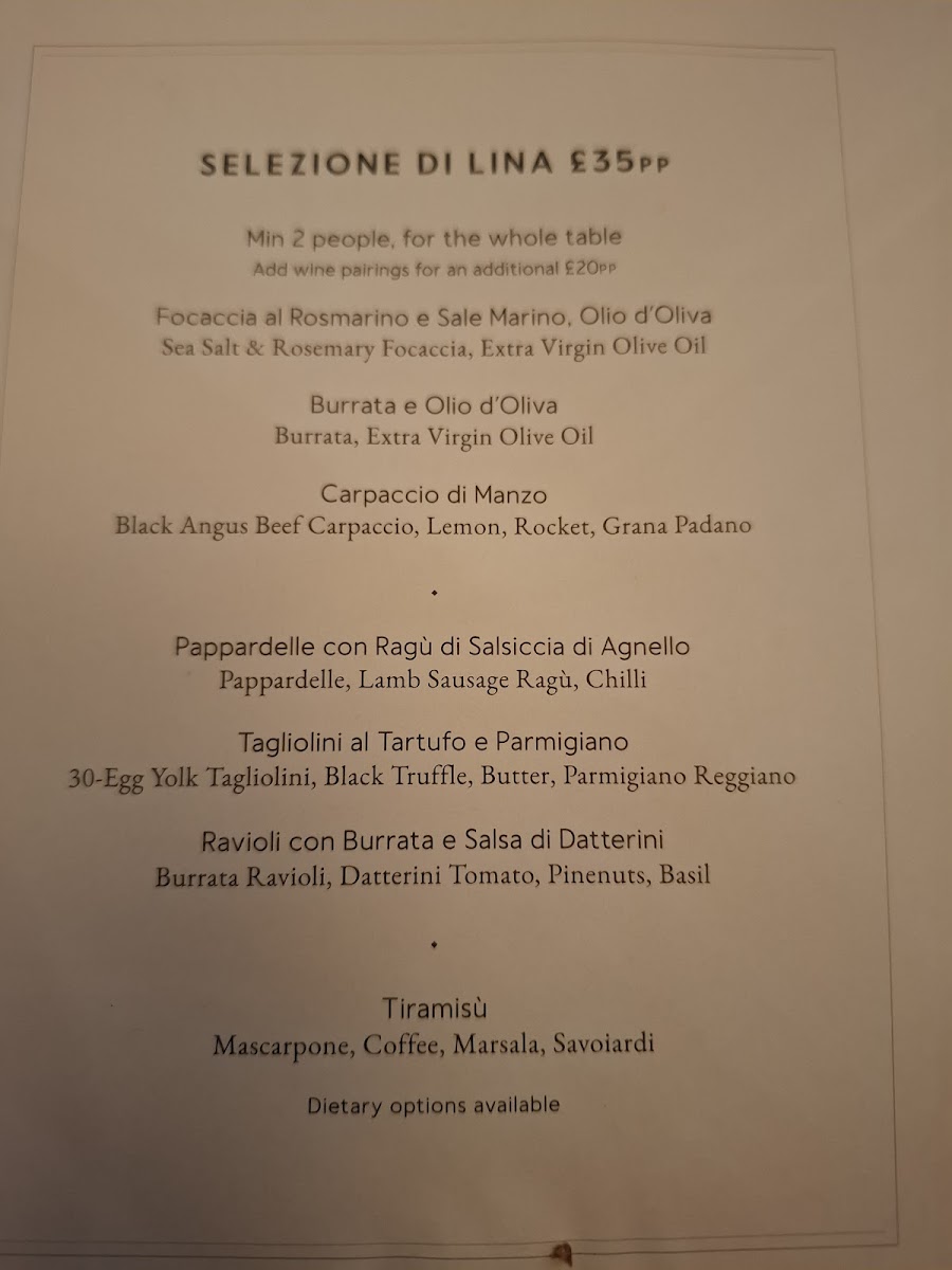 Menu Lina Stores Soho - Italian Restaurant-9