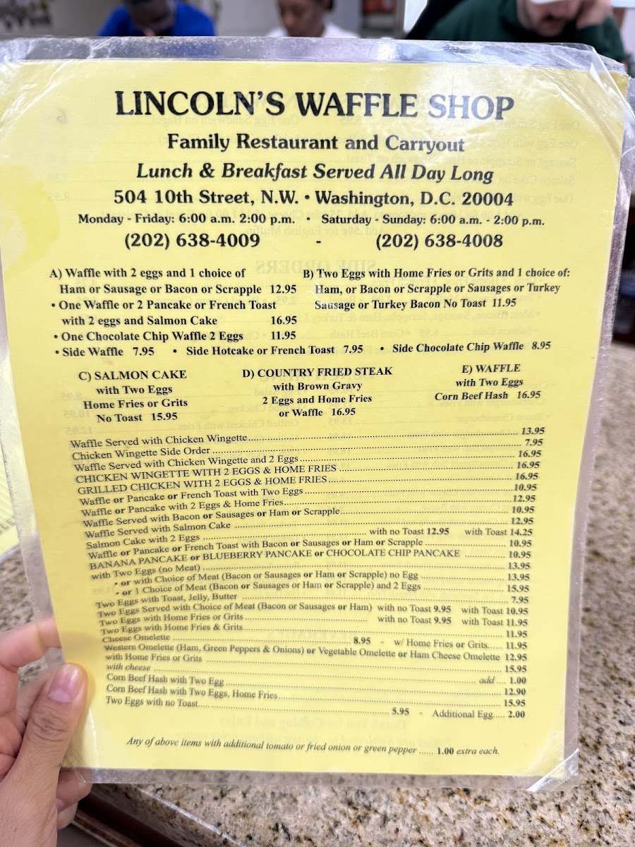 Menu Lincoln's Waffle Shop-1